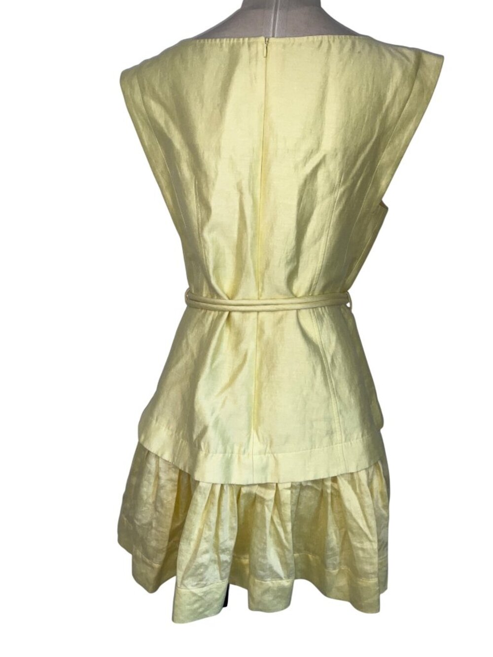 Acler Remly Mini Dress in Lemon Sorbet 8 Womens Belted Linen - Picture 11 of 16